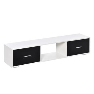 HOMCOM Mueble de tv 140x30x32 cm blanco y negro