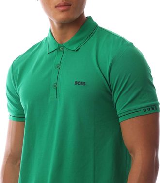 HUGO BOSS Mens Paule Polo Shirt in Green Cotton - Size Small