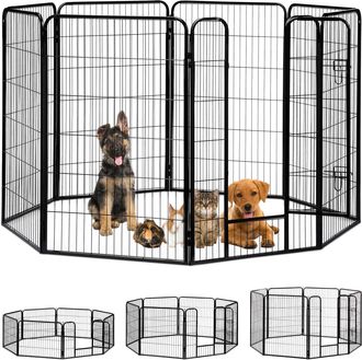 Relaxdays Relaxdays - Jaula Perro, Cachorro Y Animales Peque&ntilde;os Para Interior Y Exterior, Acero, Negro, 120 X 76,5 X 235 Cm