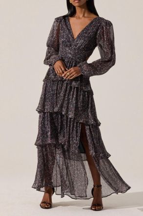 Astr Anora Dress In Navy Plum