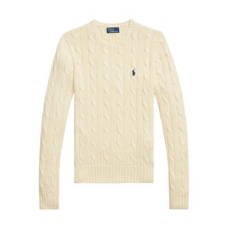 Polo Ralph Lauren Pullover met kabelsteek en ronde hals - Dames - Ronde hals truien - Beige - L - Nylon - Truien & Vesten