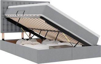 vidaXL Bed with Mattress with LED Light Grey 140 x 200 cm Polyester vidaXL
