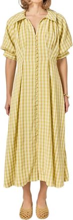 English Factory Gingham Puff Sleeve Seersucker Shirtdress in Pistachio at Nordstrom, Size Medium