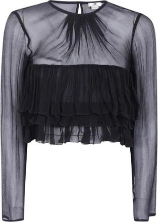 Elisabetta Franchi Volant Shirt - Dames - Blouses - Zwart - S - Overhemden