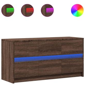 Berkfield Home TV Cabinet with LED Brown Oak 100x34x50 cm Engineered Wood | Size: 100 x 34 x 50 cm