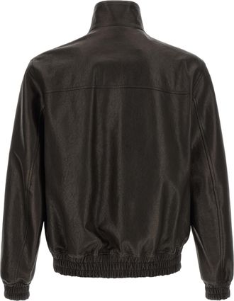 Valentino Garavani Mens Black Calfskin Leather Jacket Clothing