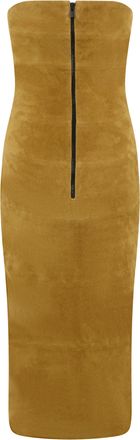 The Mannei Womens Midi Suede Dress, Mustard Calfskin