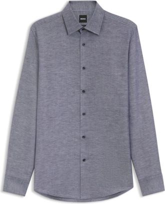 BOSS Slim-fit shirt in linen-blend twill