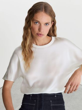 Reiss Silk Short-sleeve Top, 16