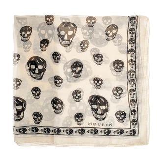 Alexander McQueen Alexander McQueen, Silky Scarves, female, Beige, Size: ONE SIZE Classic Skull Scarf