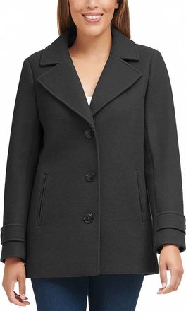 Andrew Marc Womens 3 Button Closure Peacoat In Black