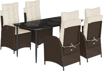 vidaXL Vidaxl - Set Da Pranzo Da Giardino 5pz Con Cuscini In Polyrattan Marrone