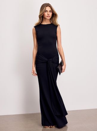 Icone Womens Soft microfibre tie-ribbons maxi dress