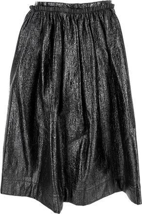 Marni Metallic Midi Skirt in Black Cotton
