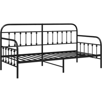 vidaXL Estructura De Cama De D&iacute;a Con Cabecera Negro 90 X 200 Cm Acero Vidaxl