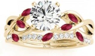Allurez Marquise Ruby & Diamond Bridal Set Setting 14k Yellow Gold (0.43ct)
