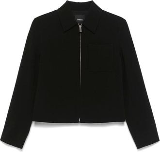 Theory Black Zip Front Cropped Jacket