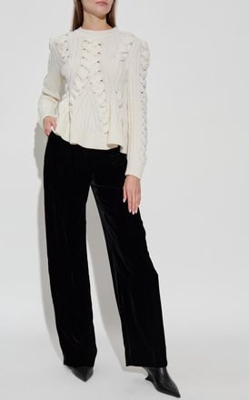 Alexander McQueen Velvet Wide-leg Trousers, Womens, Black