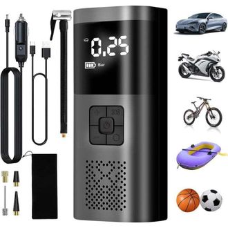 Elle Inflador De Neum&aacute;ticos Para Coche, Compresor De Aire Port&aacute;til De 6000 Mah, Inflador De Neum&aacute;ticos Inal&aacute;mbrico De 150 Psi Con Pantalla Lcd Digital, Bom