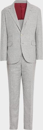 Brunello Cucinelli Mens Plaid Donegal Effect Two-Piece Suit