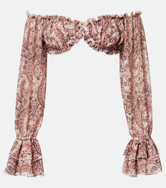 Bananhot Elma off-shoulder paisley crop top