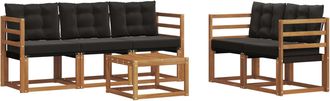 vidaXL Conjunto De Sof&aacute;s De Exterior 6 Uds. Natural Y Negro Vidaxl