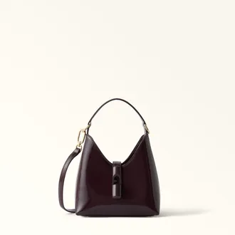 Furla Iride Mini Bag Winter Bloom Purple Varnished Ares Textured Leather Woman