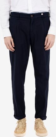 Myths Pantaloni in ice cotton con pinces blu navy
