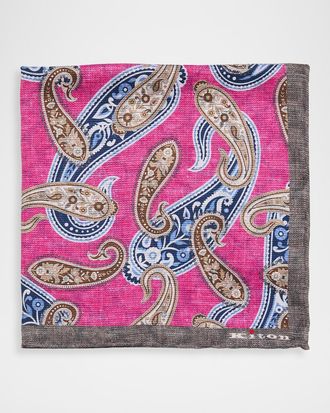 Kiton Men & apos;s Medallion-Paisley Double-Face Silk Pocket Square