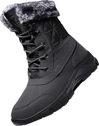 Generic Mens Snow Boots Wide, Ankle Boot for Men, Winter Boots Warm Lined Walking Boot Lace Up Work Shoes Non-Slip Soles Hiking Shoe Breathable Combat Shoes f