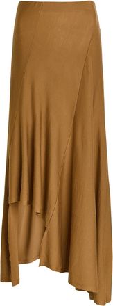 Khaite Miranda Ribbed Asymmetric Wool-blend Midi Skirt - Camel - S (UK8-10 / S)