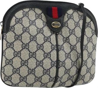 Gucci Pre-owned Vintage GG Canvas Shoulder Bag - Dames - Vintage Schoudertas - Blauw - ONE Size - Leer - Vintage