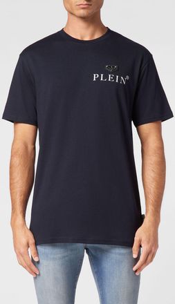Philipp Plein T-shirt girocollo in puro cotone con logo a contrasto sul petto