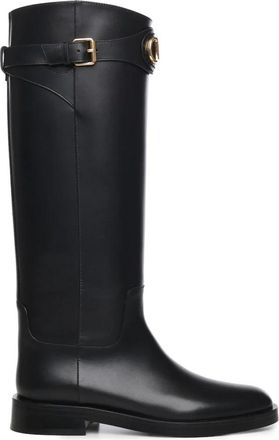 Valentino Garavani VLogo Signature Laarzen - Dames - Hoge Laarzen - Zwart - 42 EU - Leer - Schoenen