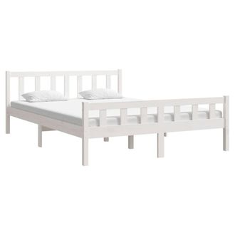 Berkfield Home Beautiful Bed Frame White Solid Wood 150x200 cm King Size