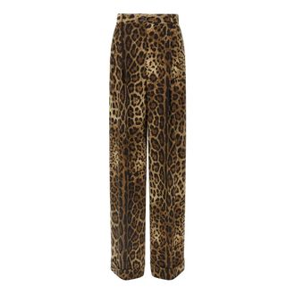 Dolce & Gabbana Pantalones de Lana con Estampado Leo - Trousers - Mujer - Marr&oacute;n - L