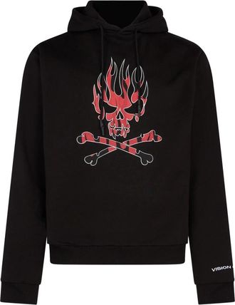 Vision Of Super Skull Print Lichtgewicht Hoodie Zwart/Rood - Heren - Hoodies - Zwart - L - Katoen - Hoodies & sweatvesten