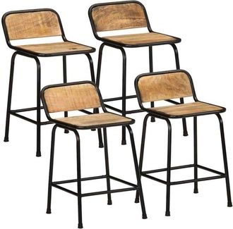 vidaXL Vidaxl - Bar Stools 4 pcs 46x35.5x70 cm Solid Wood Rough Mango