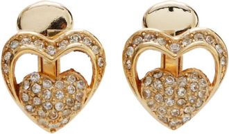 Dior rhinestone-embellished heart earrings - women - Rhinestone/Gold Plated - One Size