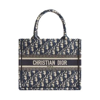 Dior Tassen, Dames, Blauw, ONE Size, Katoen, Kleine Book Tote