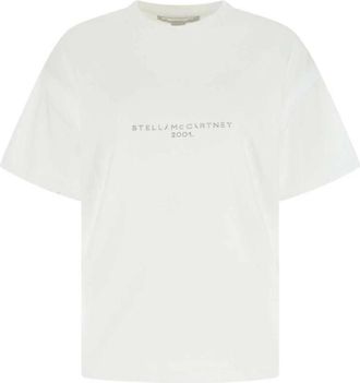 Stella McCartney T-shirt met ronde hals en verlaagde schoudernaad - Dames - T-shirts - Wit - 2XS - Katoen - Tops