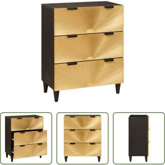 vidaXL Credenza nero e oro - Credenza Nero e Oro 60 x 33 x 75 cm Legno di mango massello