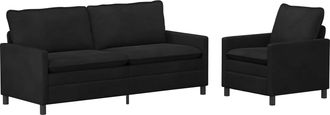 vidaXL Juego De Sof&aacute; 2 Uds. Negro Terciopelo Vidaxl