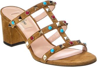 Valentino Rockstud Caged 60 Suede Sandal
