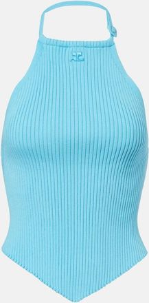 Courr&egrave;ges Courr&egrave;ges Pointy ribbed-knit halterneck top