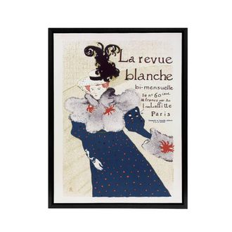 Artery8 La Revue Blanche Advert Framed Canvas Wall Art Print Toulouse Lautrec in Blue | Size: W24 x H32