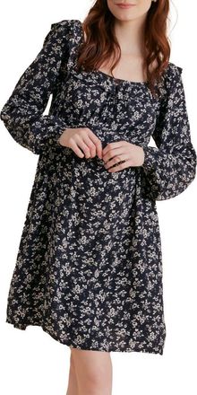 A Pea in the Pod Floral Long Sleeve Maternity Dress in Black/white Floral at Nordstrom, Size X-Large