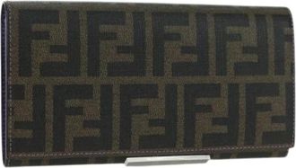 Fendi Pre-owned Wallets, female, Brown, Size: ONE SIZE Pre-owned Zucca Canvas Long Wallet