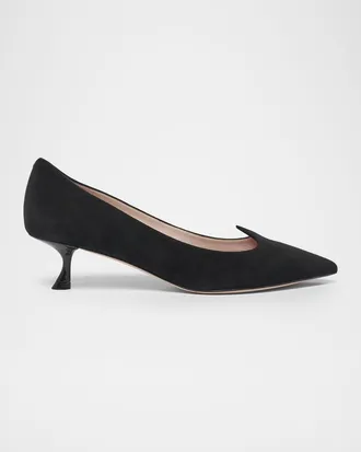 Roger Vivier I Love Vivier Suede Kitten-Heel Pumps
