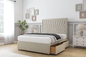 Comfort Beds Kensington Plush Divan Base 2 Drawers - 54 Headboard in Cream | Size: Double